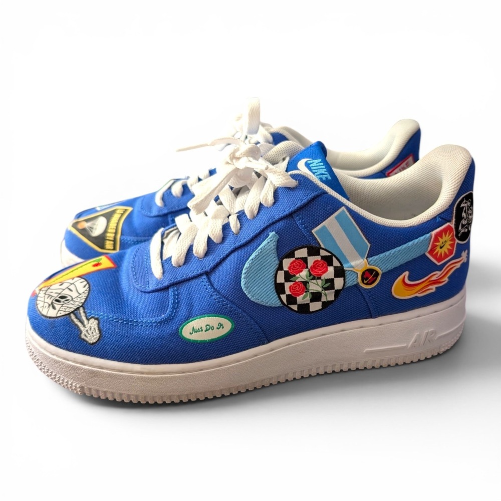 Nike Air Force One 07 LA Dodgers Lakers Patchwork Special Release Blue Women 9.5 - Picture 3 of 12